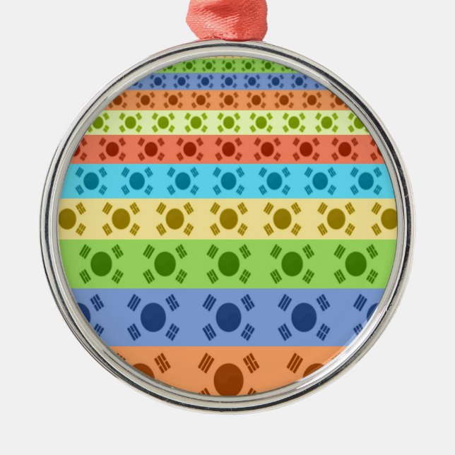 Multi-Coloured Korean Flag Art Print Metal Tree Decoration (Front)