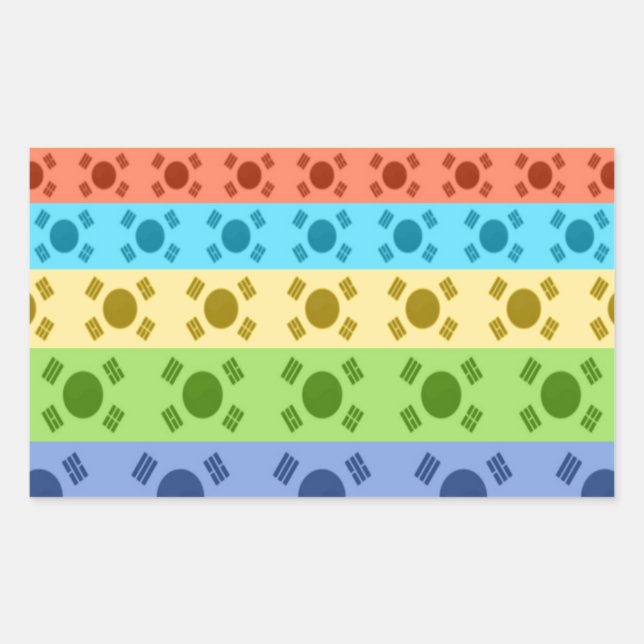 Multi-Coloured Korean Flag Art Print Rectangular Sticker (Front)