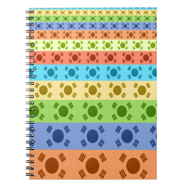 Multi-Coloured Korean Flag Art Print Spiral Notebook (Front)