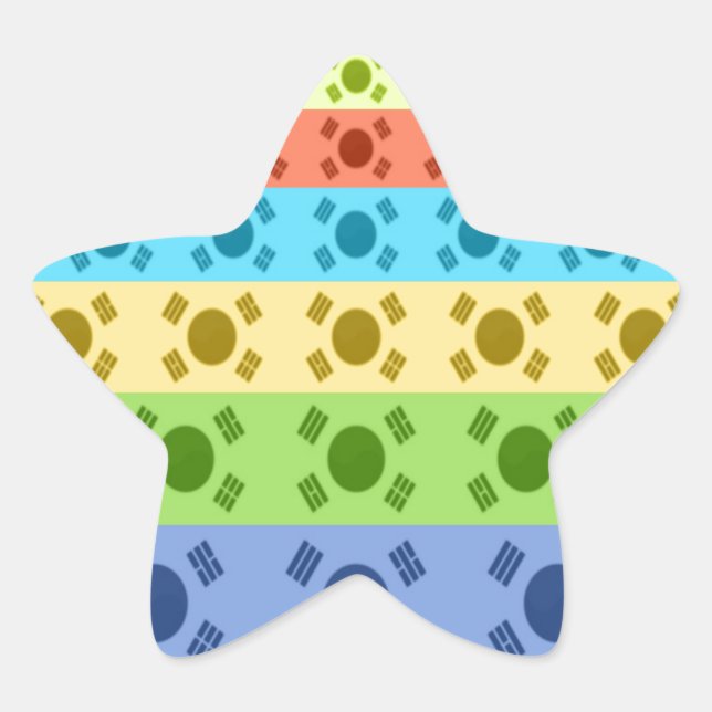 Multi-Coloured Korean Flag Art Print Star Sticker (Front)