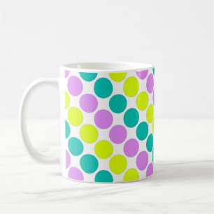 Multi coloured large polka dots retro sixties coffee mug