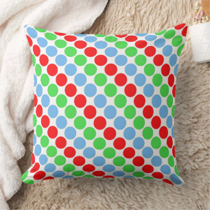 Multi coloured large polka dots retro sixties cushion