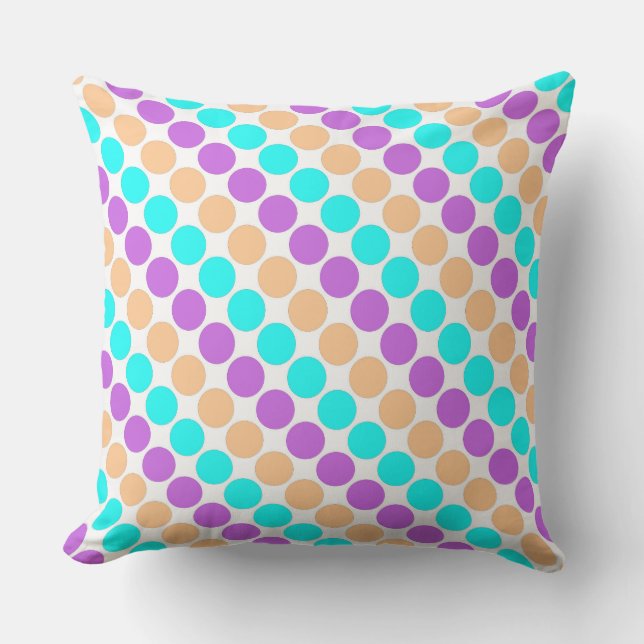 Multi coloured large polka dots retro sixties cushion (Front)