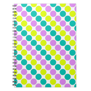 Multi coloured large polka dots retro sixties notebook
