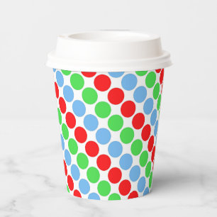 Multi coloured large polka dots retro sixties paper cups