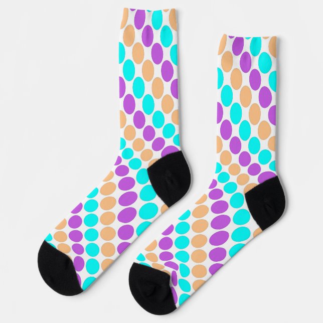 Multi coloured large polka dots retro sixties socks (Left)