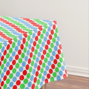 Multi coloured large polka dots retro sixties tablecloth