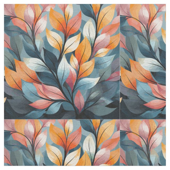Multi-coloured Leaves Thunder_Cove Fabric (Close Up)