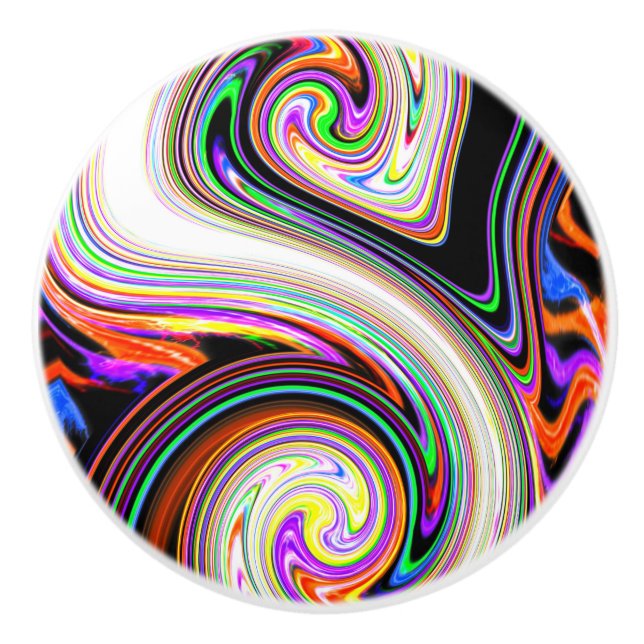 Multi Coloured Lightning Spark 3 Swirls Door Knob (Front)