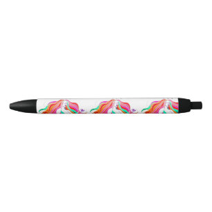 Multi-coloured long-haired goddess Thunder_Cove Black Ink Pen