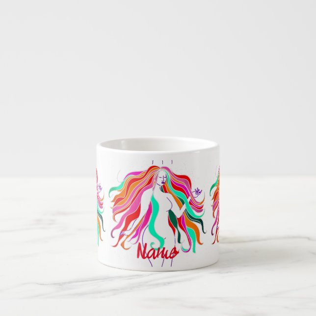 Multi-coloured long-haired goddess Thunder_Cove Espresso Cup (Front)