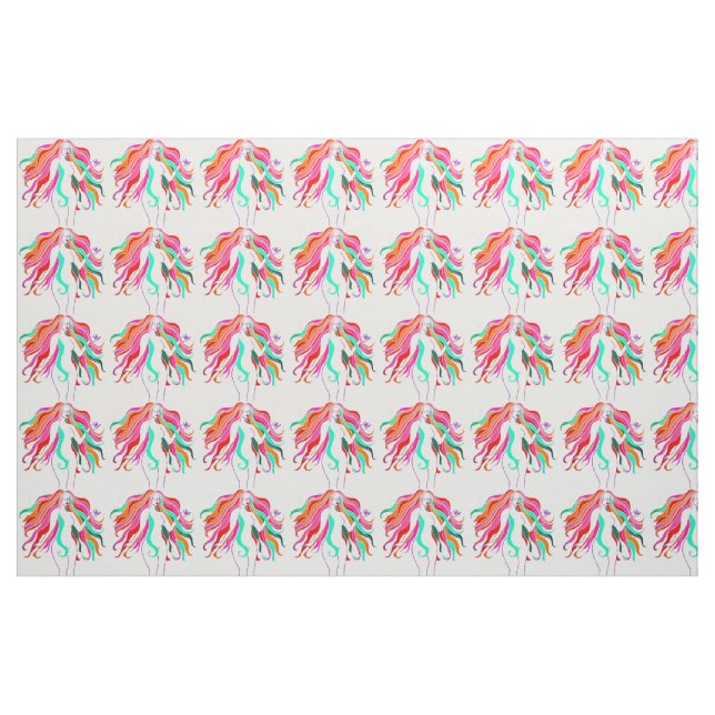 Multi-coloured long-haired goddess Thunder_Cove Fabric (Fat Quarter)