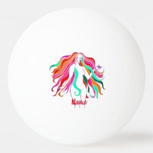 Multi-coloured long-haired goddess Thunder_Cove Ping Pong Ball
