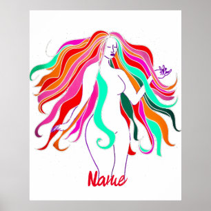 Multi-coloured long-haired goddess Thunder_Cove Poster