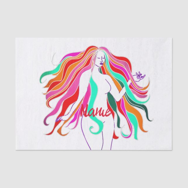 Multi-coloured long-haired goddess Thunder_Cove Tissue Paper (Front)