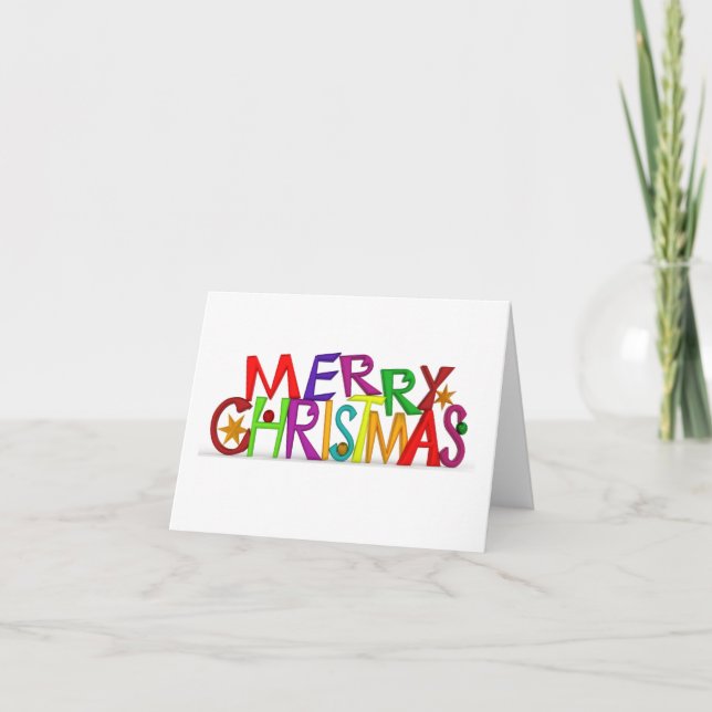 Multi coloured Merry Christmas message Holiday Card (Front)