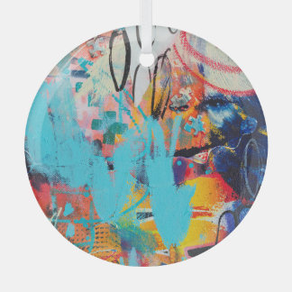 Multi Coloured Mixed Media Art Glass Tree Decoration