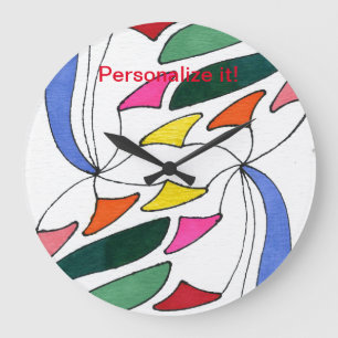 Multi-coloured mobile fans large clock