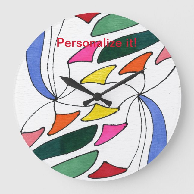 Multi-coloured mobile fans large clock (Front)