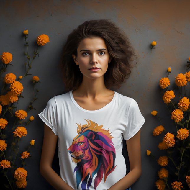 Multi Coloured Modern Digital art lion sunset T-Shirt (Creator Uploaded)
