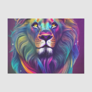 Multi Coloured Modern Digital Art Majestic Lion Tissue Paper