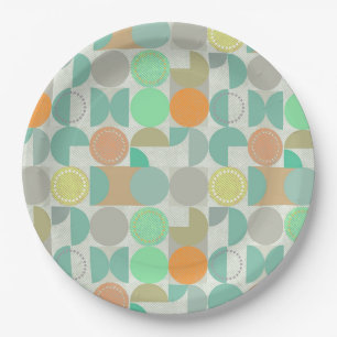 Multi-coloured modern geometric paper plate