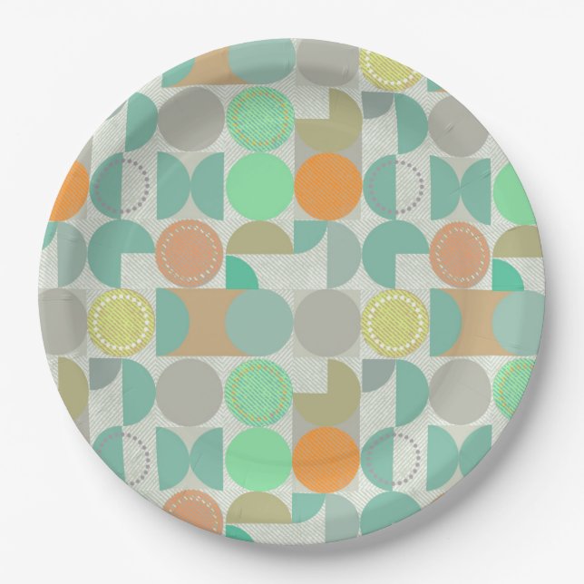 Multi-coloured modern geometric   paper plate (Front)