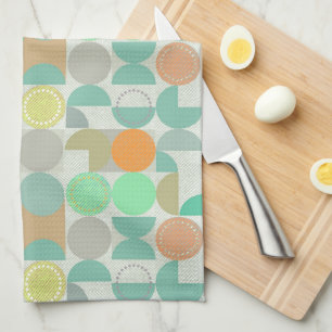 Multi-coloured modern geometric tea towel