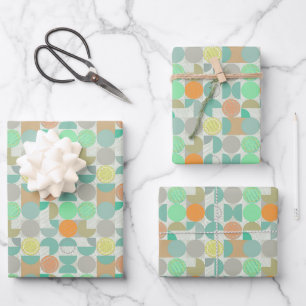 Multi-coloured modern geometric wrapping paper sheet