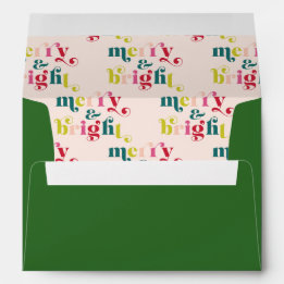 Multi Coloured Modern Merry & Bright Christmas Envelope