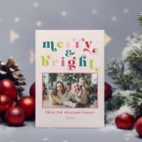 Multi Coloured Modern Merry & Bright Christmas