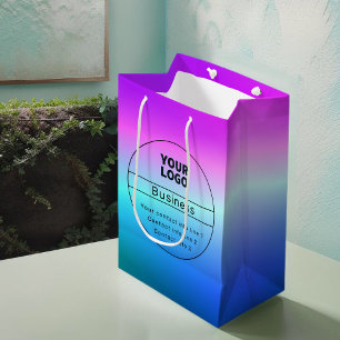 Multi-coloured Ombre & Business/Brand Contact info Medium Gift Bag