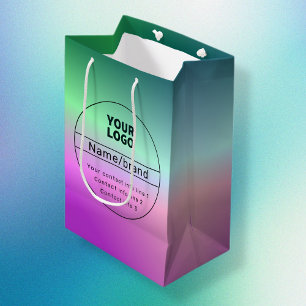 Multi-coloured Ombre & Business/Brand Contact info Medium Gift Bag