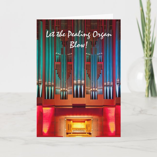Multi-coloured organ pipes Christmas card (Front)