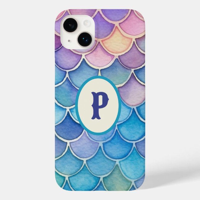 Multi-Coloured Pastel Personalised Mermaid  Case-Mate iPhone Case (Back)