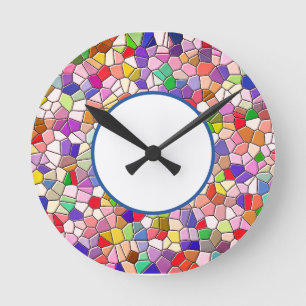 Multi Coloured Pattern Round Acrylic Wall Clock