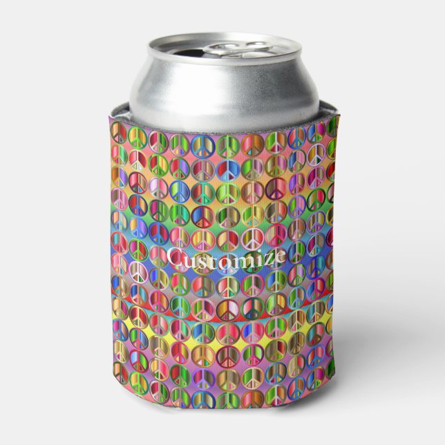 multi-coloured peace symbols pattern can cooler (Can Front)