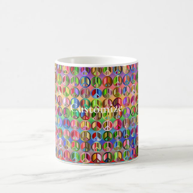 multi-coloured peace symbols pattern coffee mug (Center)