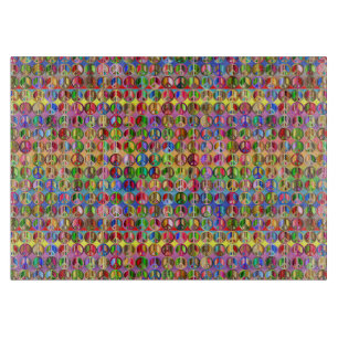 multi-coloured peace symbols pattern cutting board
