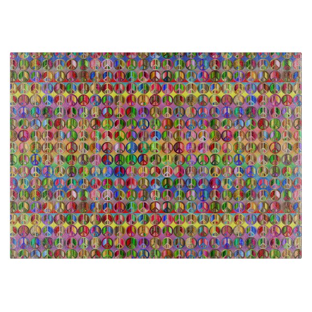 multi-coloured peace symbols pattern cutting board (Front)