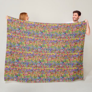 multi-coloured peace symbols pattern fleece blanket