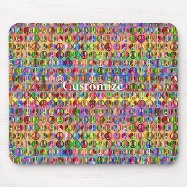 multi-coloured peace symbols pattern mouse pad (Front)