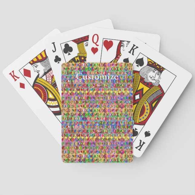multi-coloured peace symbols pattern playing cards (Back)