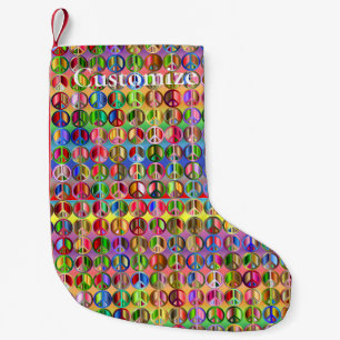 multi-coloured peace symbols pattern small christmas stocking