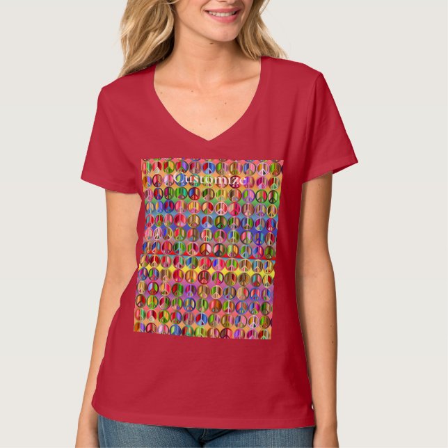 multi-coloured peace symbols pattern T-Shirt (Front)