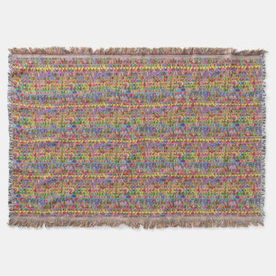 multi-coloured peace symbols pattern throw blanket