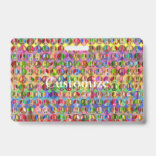 Multi-coloured peace symbols pattern Thunder_Cove ID Badge