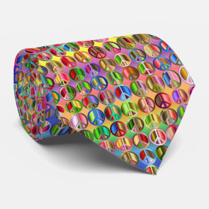 multi-coloured peace symbols pattern tie
