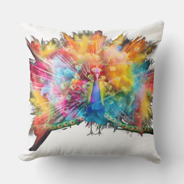 Multi coloured peacock pillow (Front)