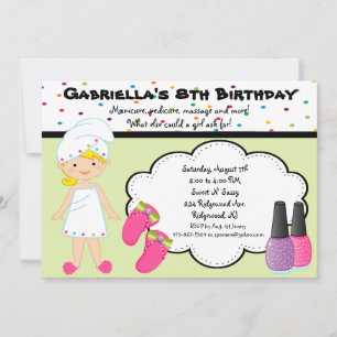 Multi Coloured Polka Dot Girls Spa Invite